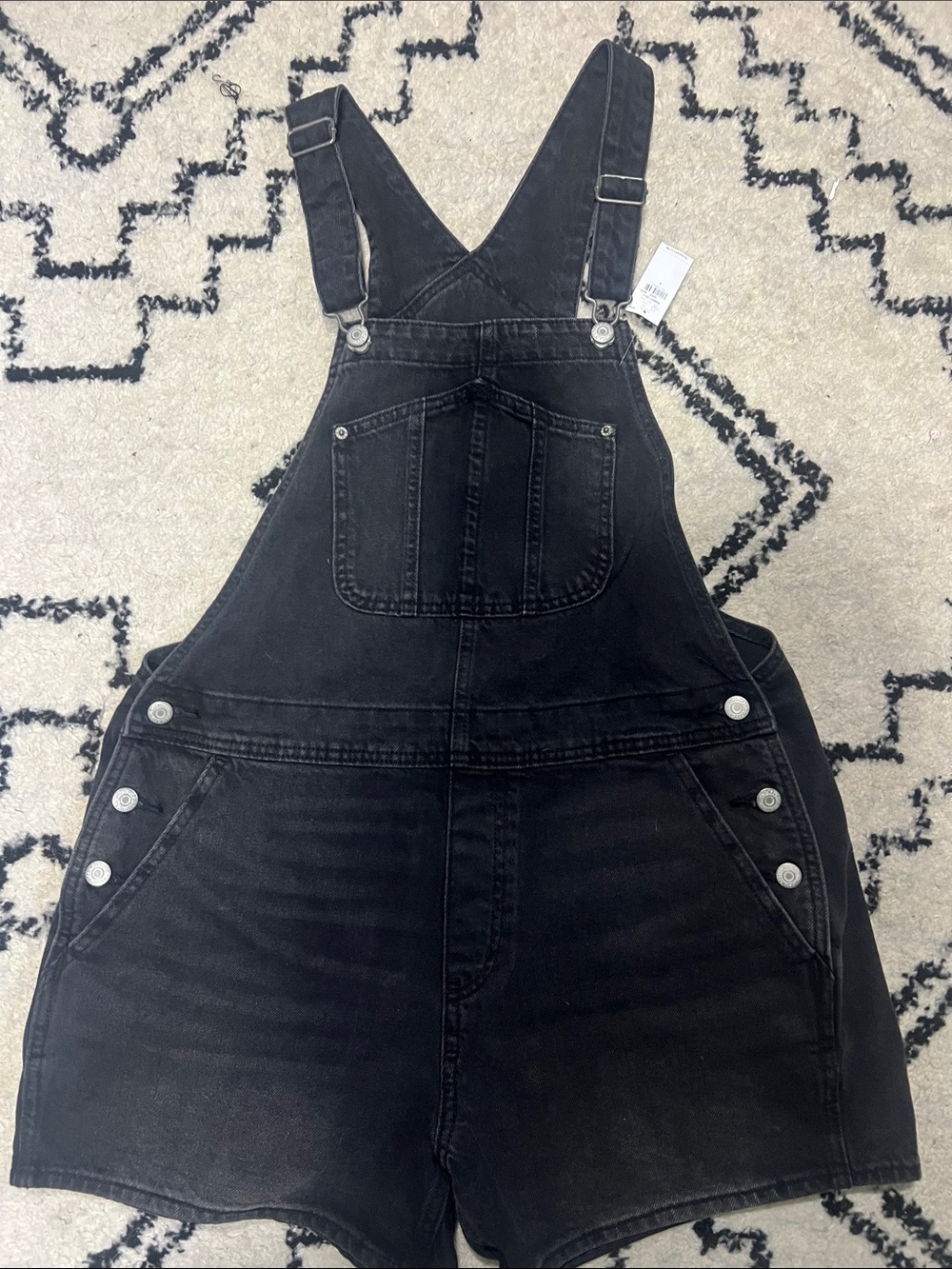 Old Navy Black Denim Short Overalls
